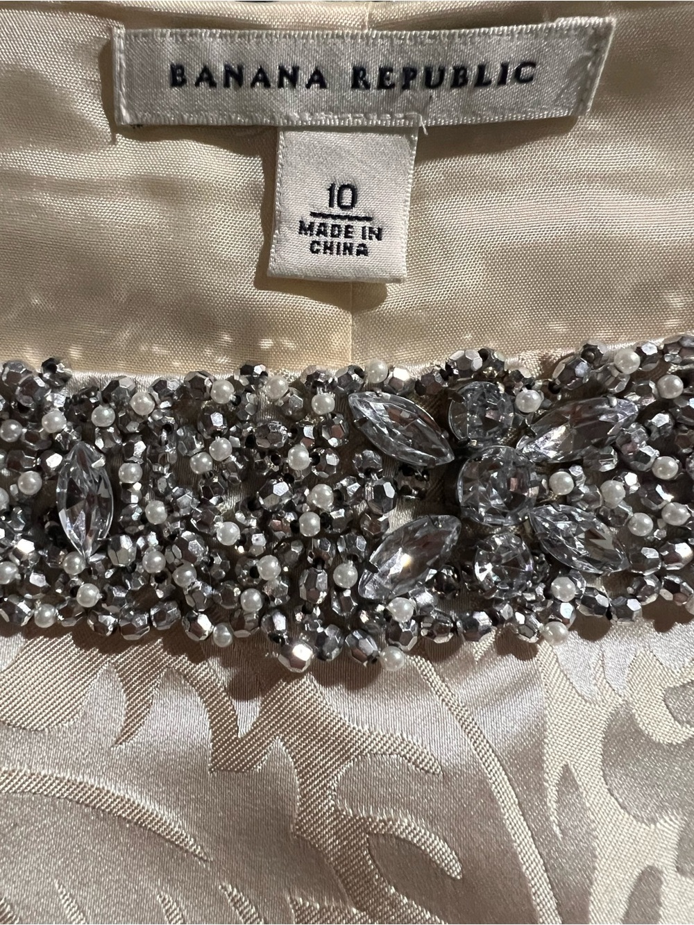 Vintage Y2K Banana Republic Silk Beaded Jacquard Cocktail Dress Size 10 - Picture 9 of 10